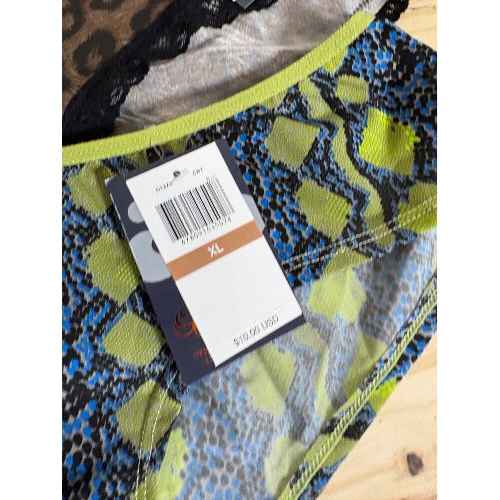 Dereon Womens Size XL Hipster Panty Brown Blue Geometric Lace Trim LOT OF 2 - Picture 3 of 8